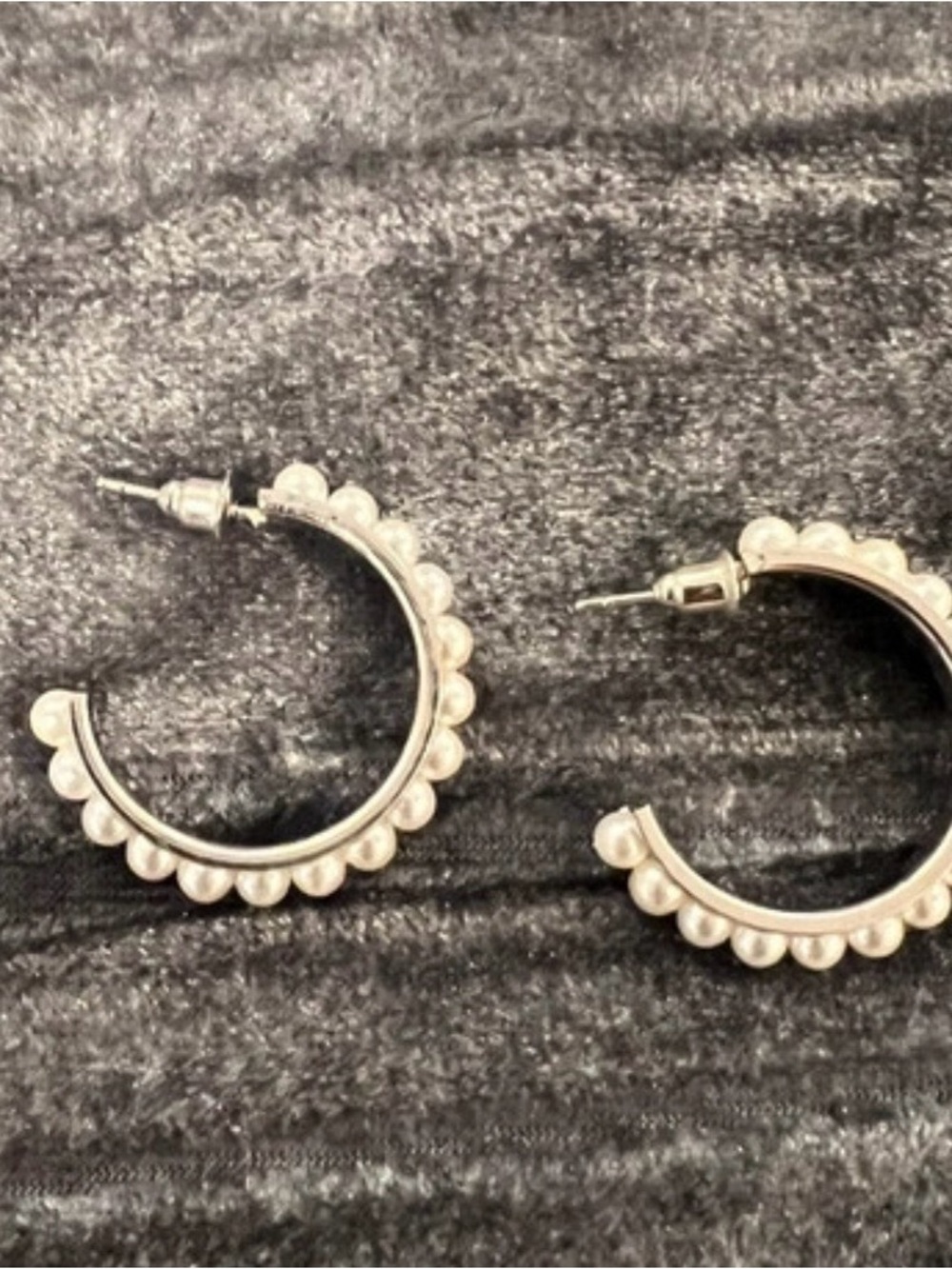 Classic Silver Hoop Earrings with Pearl Accents